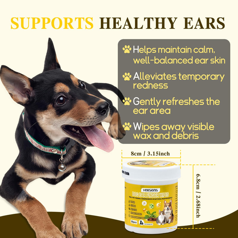 Texsens Pet Ear Cleaner Finger Wipes for Dogs & Cats