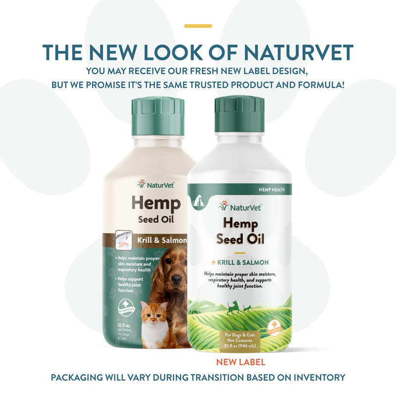 NaturVet Hemp Seed Oil Krill and Salmon, 32 oz. Liquid, Made in The USA 32 fl oz - PawsPlanet Australia