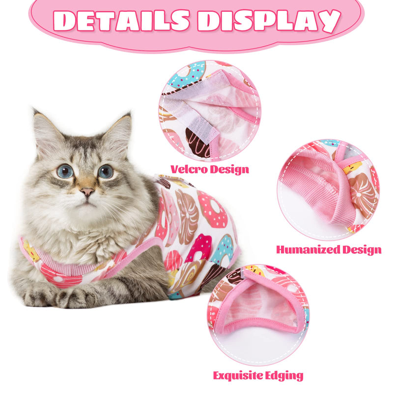 TIESOME Cat Surgical Recovery Suit, Collar Alternative for Cats Dogs Post Surgery Wear Pajama Suit Home Indoor Pets Clothes Donut (M) M - BeesActive Australia