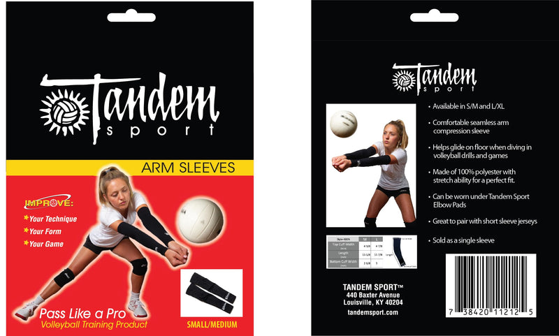 Tandem Sport Arm Sleeves Pairs - Comfortable, Seamless Compression Arm Sleeves - Protects & Supports Muscles Small-Medium Black - BeesActive Australia