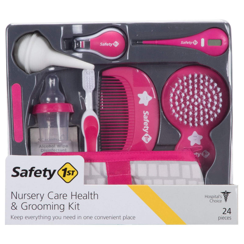SafetyFirst All-in-1 Nursery Baby Care Health & Grooming KIT: Thermometer, Nasal Aspirator, Bottle Medicine Dispenser, Nail Clippers, Toothbrush, Brush, Wipes