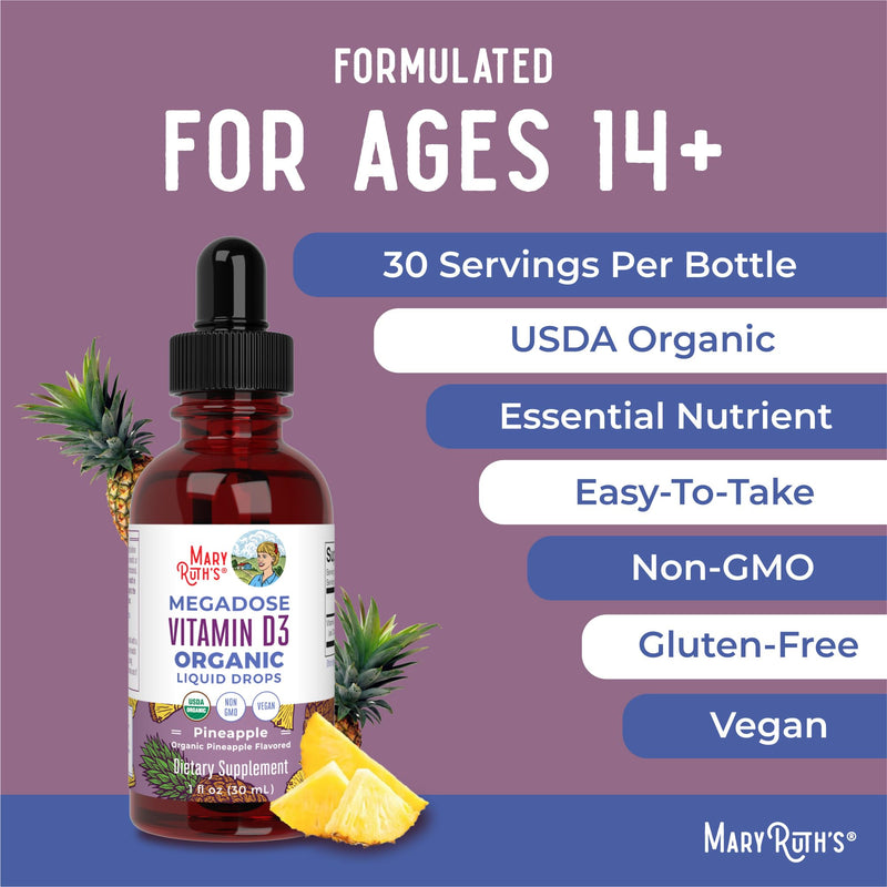 MaryRuth Organics Vitamin D3 Liquid Drops | Megadose 4000 IU | USDA Organic Liquid Vitamin D Spray for Adults & Kids | Immune Support & Bone Health | Vegan | Gluten Free | Non-GMO | 30 Servings - BeesActive Australia