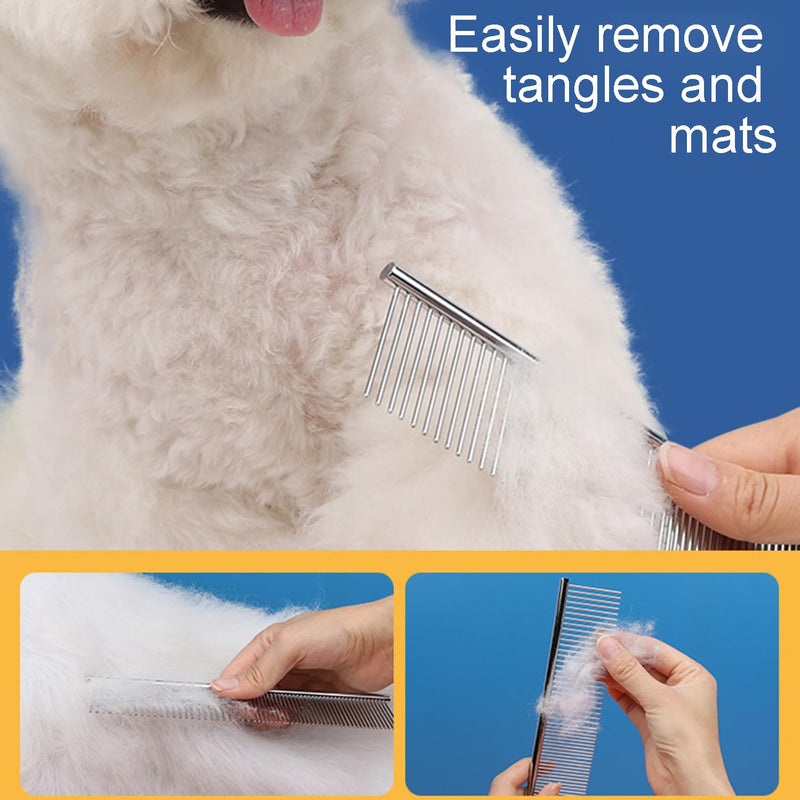 1 piece pet comb with rounded teeth, stainless steel dog comb for removing tangles and knots, pet comb brush care comb for cats and dogs (19 x 3.3 cm) - BeesActive Australia