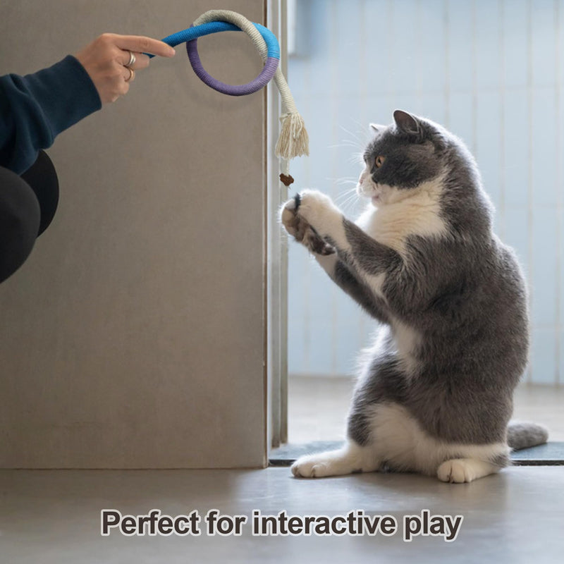 Quacc 4 PCS Cat Chew Toy Bite Ropes with Natural Gall Fruit, Colorful Kitten Chew Rope Interactive Cat Toy Sturdy Chewing Ropes for Cat Teeth Cleaning Stress Release - 27.6" - BeesActive Australia