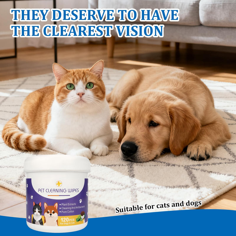 Pet Eye Wipes for Dogs Cats, 240 Pack Eye Wipes for Dogs, Daily Gentle Care Clean the Eyes of Secretions, Mucus, and Tear Stains