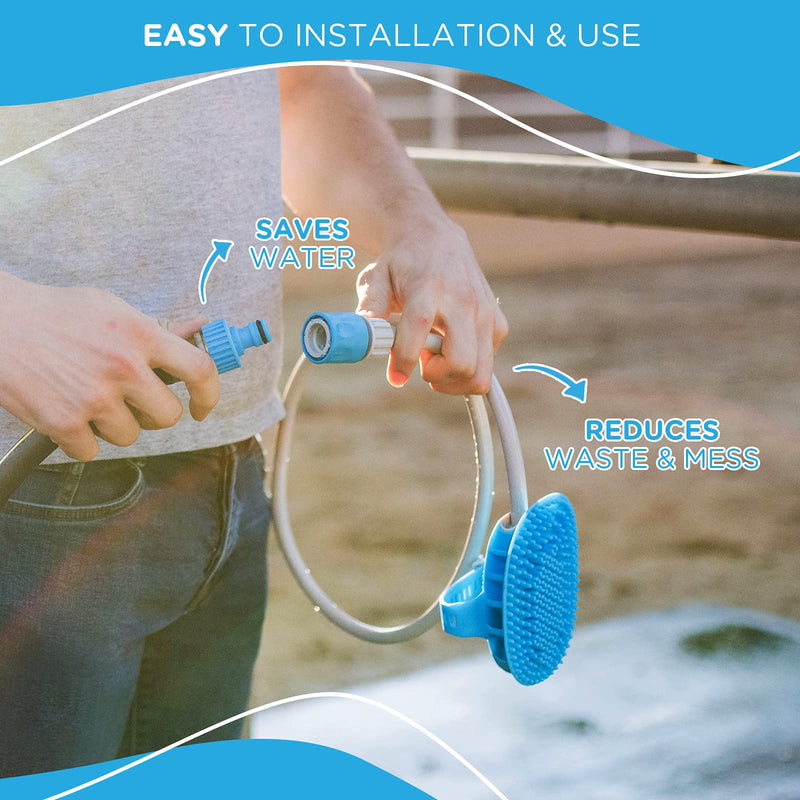 Aquapaw 5-in-1 Horse Bathing Tool & Curry Comb for Washing, Spraying, Scrubbing, Massaging & Grooming | Includes 3 Foot Garden Hose & Adapter | 1 Size Fits All - Great for Horses, Livestock & Big Dogs - BeesActive Australia