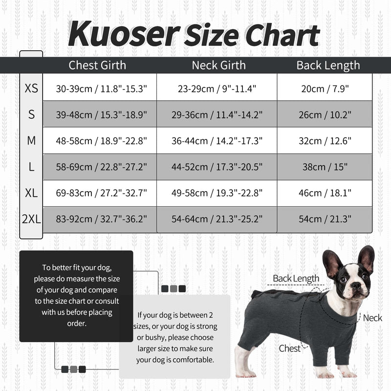 Kuoser dog bodysuit after surgery, dog pajamas, dog pajamas for medium dogs, dog bodysuit after castration, surgery body dog, dog surgery bodysuit with leg dark gray M grey - BeesActive Australia
