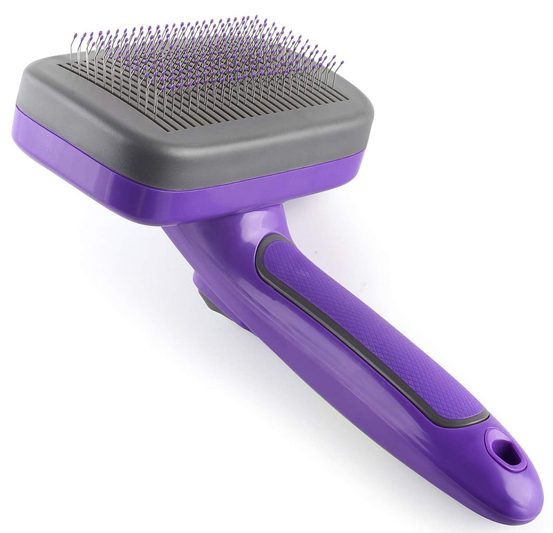 Hertzko Self Cleaning Slicker Brush - Dog & Cat Brush, Dog Brush for Shedding, Cat & Dog Grooming for Pets, Grooming Brushes for Long Short Haired Dogs Cats, Deshedding Brush, Rake, Comb Small (Slide Button) - BeesActive Australia