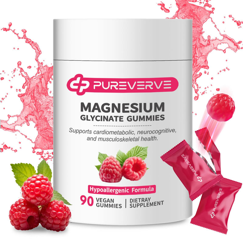 Magnesium Glycinate Gummies 300mg with Calcium, Vitamin D3 & B6 – 90 Count | Sugar-Free, Vegan, Non-GMO – Supports Relaxation, Bone Health & Muscle Function, Individually Wrapped, Low-Allergy Formula