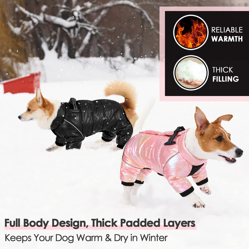 AOFITEE Dog Coat, Waterproof Dog Jacket for Winter, Warm Fullbody Dog Snowsuit, Zip Up Fleece Dog Vest, Cold Weather Dog Coats with Reflective Stripes, Outdoor Windproof Dog Apparel for Small Dogs, M Medium Pink - BeesActive Australia