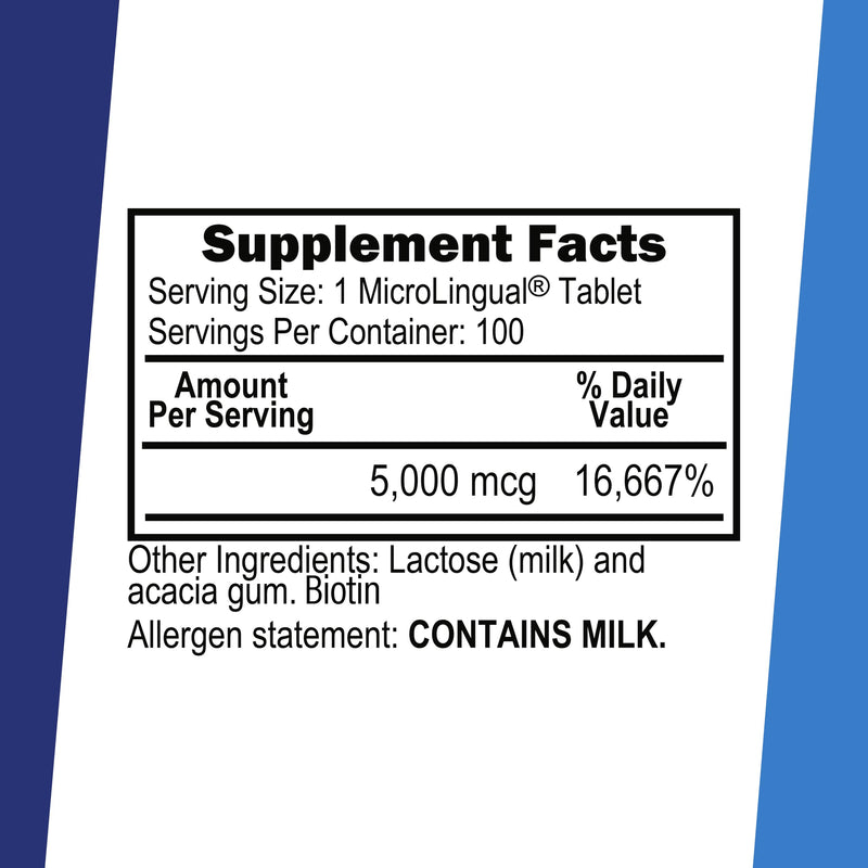 Superior Source Biotin 5000 mcg Sublingual Dissolving Tablets - Daily Supplement Supports Hair Health & Growth, Healthy Nails & Skin - 100 Count