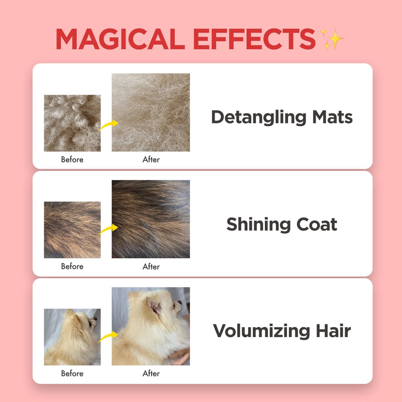 Magic Brushing Mist - Dog Fur Detangler Spray for Dematting, Hypoallergenic Dog Deodorizing Spray, Dog Conditioner & Itch Relief Spray, Shining, Freshening, Grooming Spray for Pet (5.8fl oz, 170ml) Detangling & Deodorizing - BeesActive Australia