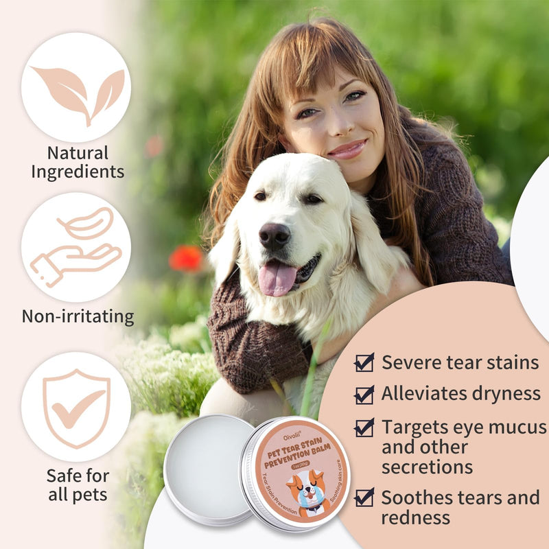 Pet Tear Stain Remover Balm with Pro Powder Brush,Eye Care for Dogs and Cats, Natural Safe Repel Tears,Gently Cleanses Effective & Non-Irritating,30g 30g