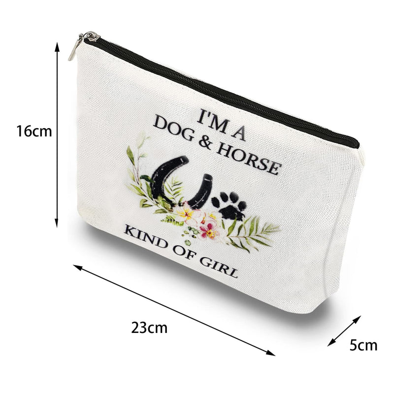 Horse lovers Dog Lover Gifts Horse Makeup Bags, I'm a Dog And Horse Kind Of Girl, Paw Print Horseshoe Gift For Dog Mom Cowgirl Equestrian Gifts Lady Travel Toiletry Bag Horse Gifts For Girls Women Horse Dog - BeesActive Australia