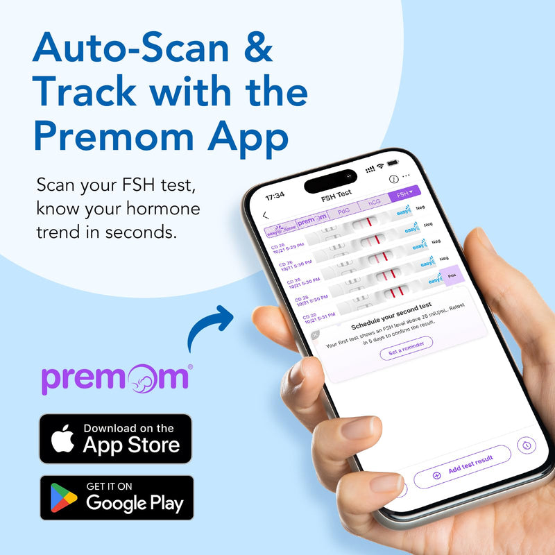 Easy@Home FSH Test Kit for Women - At-Home Hormone & Cycle Tracking with Premom App | Midstream Urine Test for Female Hormone Tracking | Reliable & Quick Results | 5 Tests