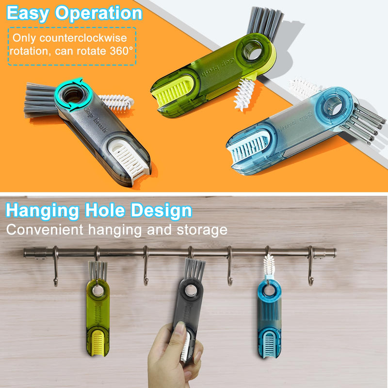 3 in 1 Multipurpose Bottle Gap Cleaner Brush,3 Pack Cup Cover Cleaning Brush,Cup Crevice Cleaning Tools,Water Bottle Cleaner Brush,Home Kitchen Cleaning Tools 3 in 1 Multifunctional Cleaning Brush-3 Pack - BeesActive Australia
