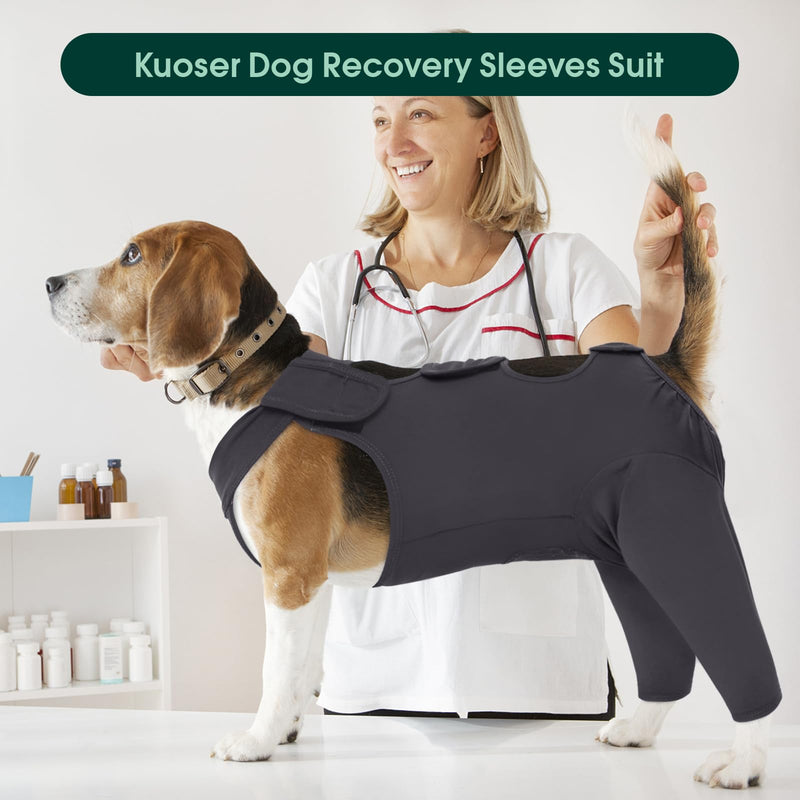 Kuoser dog bodysuit after surgery, dog bodysuit after surgery body for dog castration male dog, dog recovery suit, dog leg protection bodysuit, anti-wound licking surgery body dog, dog neck brace alternative, gray 2XL XXL (chest: 75-93cm) gray - BeesActive Australia