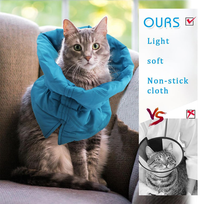 Elizabethan Collar, Post-Surgery Collar, Neck Brace Cat Protection, Adjustable Soft Cat Neck Brace, for Cats Kittens Prevents Licking Wounds (Blue, S) Blue - BeesActive Australia