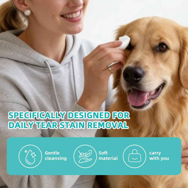 Dog Eye Cleaning Wipes, Hypoallergenic Fragrance-Free Non-Irritating, Gentle Tear Stain & Eye Discharge Cleaner, Safe for Puppies Daily Pet Eye Care, 100 Count
