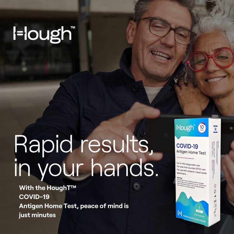 Hough | Covid 19 Antigen Home Test - Rapid Test - FDA Cleared OTC at-Home Self Test - Results in 10 Minutes with Non-invasive Nasal Swab, Easy to Use Without Discomfort (1) 1