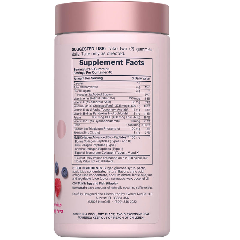 NeoCell Womens Multivitamin Gummy | 80 Gummies | Multi with Advanced Collagen | with Essential Minerals | Berry Flavor