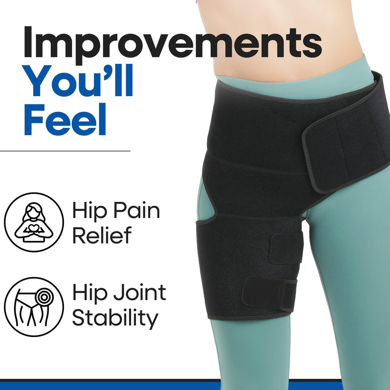Hip Brace Thigh Compression Sleeve | Sciatica Pain Relief Device | Hamstring & Groin Compression Sleeve Wrap for Sciatic Nerve Relief | Hip Support Braces Thigh Brace for Women & Men SMALL / LEFT LEG Small/Medium - BeesActive Australia