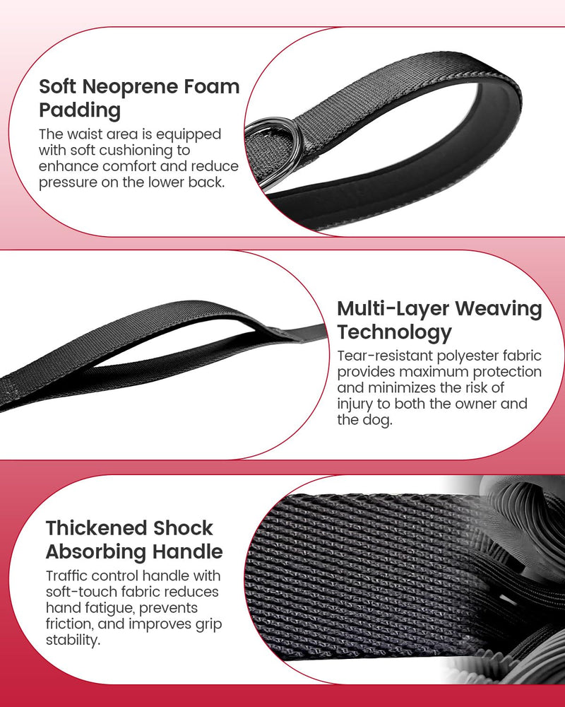 Hands Free Dog Leash, 5.1-8.9Ft Crossbody Long Leash, Waist Dog Belt for Small & Medium Dogs, City Walking & Running Outdoor Hiking &Travel etc. (Black) Black