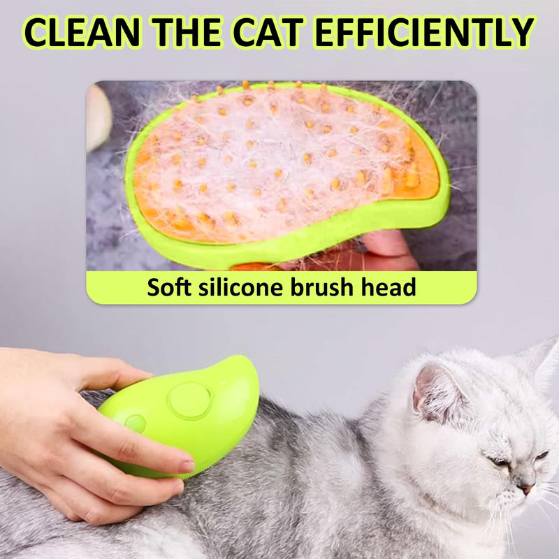 Cat Steam Brush - 3 In1 steam brush for cats,cat steam brush for shedding,cat brush with steam for Massage for Removing Tangled And Loosse Hair (Green) Green - BeesActive Australia