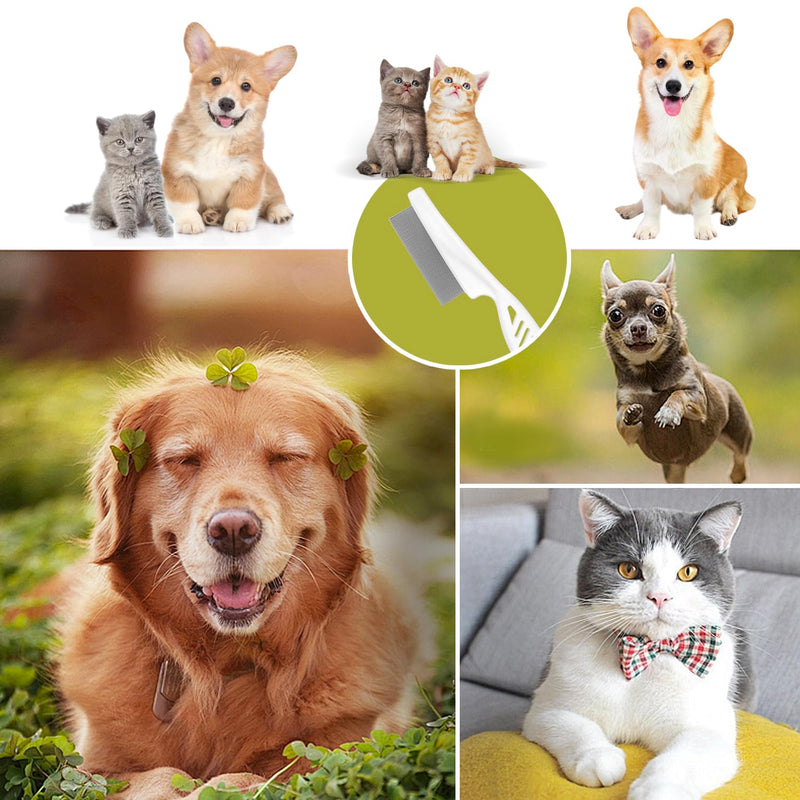 Flea Comb for Cats Dogs Flea Comb for Long Hair, Pet Comb Grooming Comb for Removing Fleas, Ticks, Tear Stains, Dandruff (White) White - BeesActive Australia