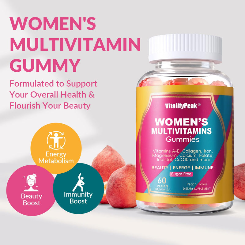 Methylated Multivitamin Gummies for Women | Women’s Multivitamin Gummies with Methylated Folate, Iron, Biotin & Inositol | Sugar Free Women’s Daily Vitamin for Energy, Immune, Hair & Skin | 60 Ct 60 Count (Pack of 1)