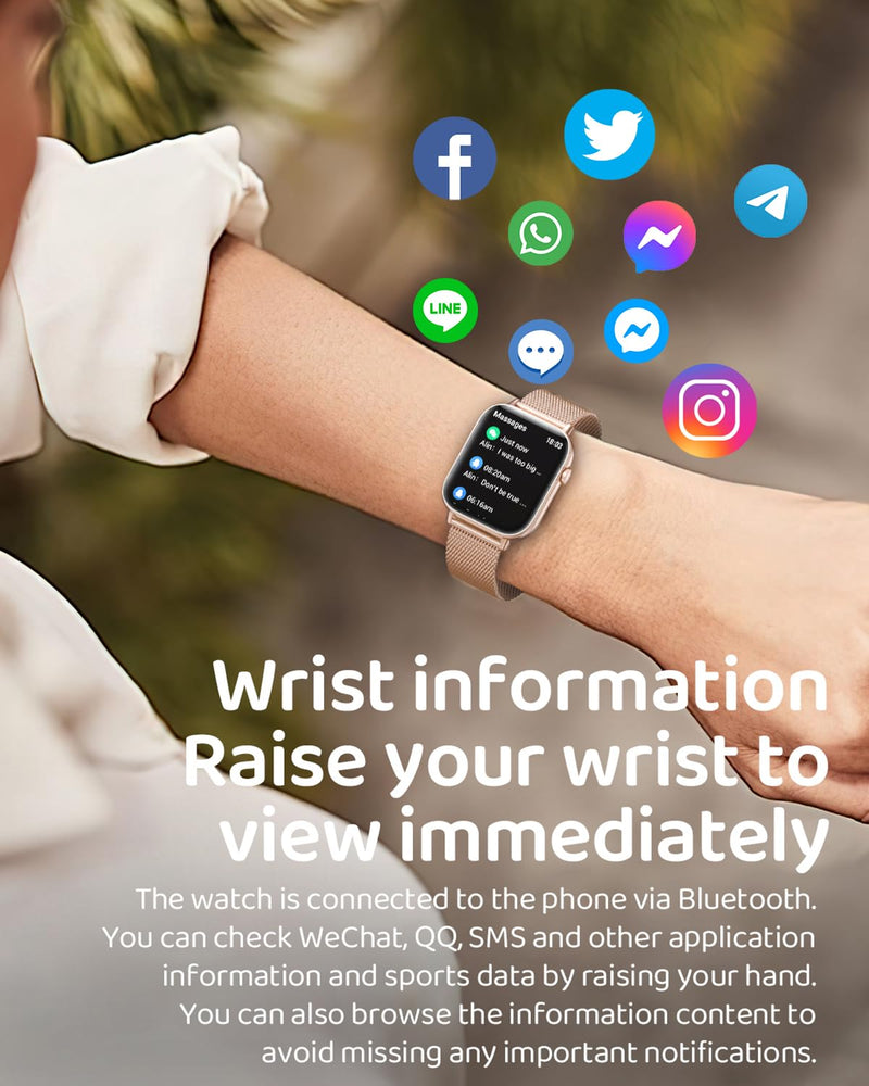 Smart Watch for Women, 1.85"HD Fitness Tracker (Answer/Make Call/Messages), 130+ Sport Modes with 24/7 Heart Rate/Sleep Monitor/Pedometer, IP68 Waterproof, Smartwatche for Android&iOS (Rose Gold) Rose Gold - BeesActive Australia