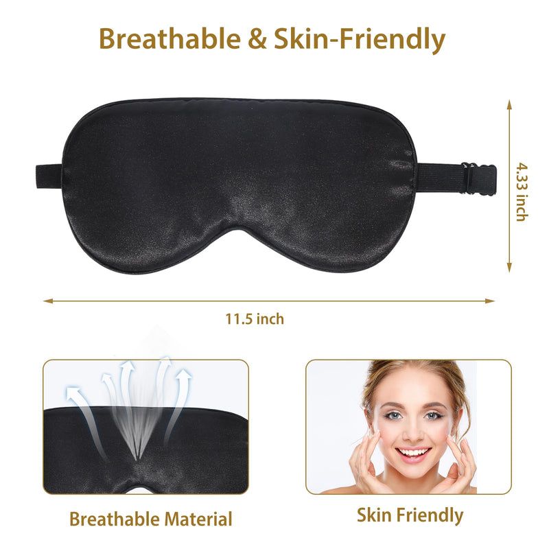 4 Pack Silk Sleep Mask - 100% Blackout, Zero Eye Pressure, Blindfold with Adjustable Strap, Super Soft Travel Eye Covers (Black, Pink, Blue, Purple) 001 Black&pink&blue&purple - BeesActive Australia