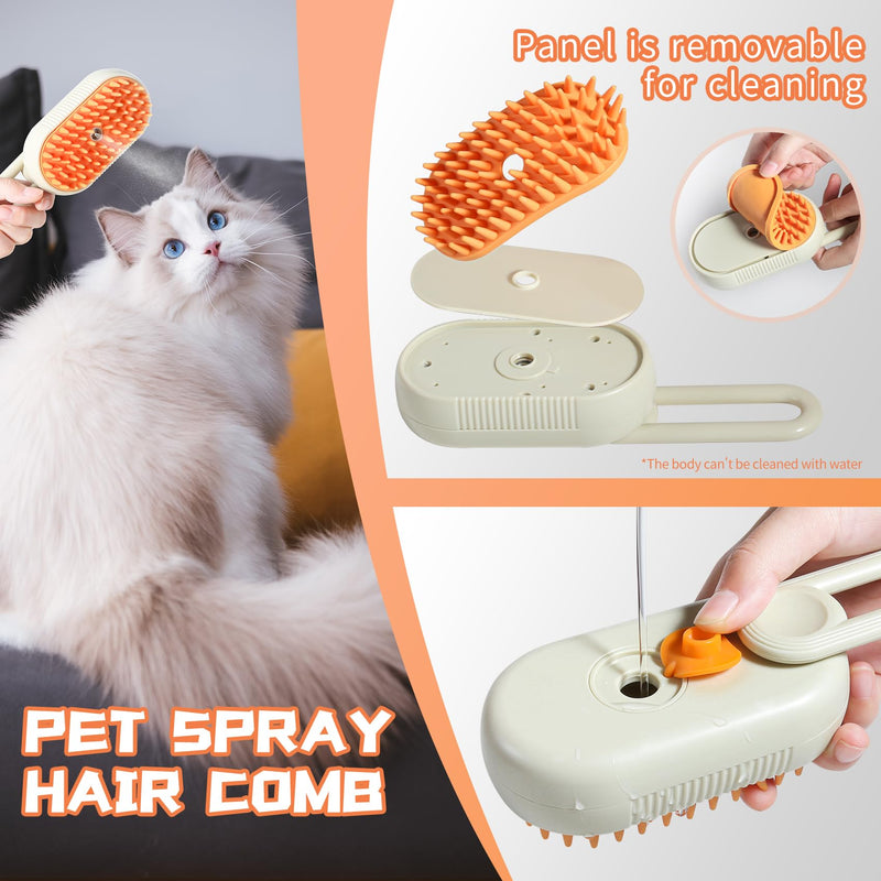 Cat Steam Brush - Spray Design, 3 in 1 Cat Steamy Brush with Steamer, Pet Spray Hair Comb, Steam Brush for Dogs - Suitable for All Pets -Pet Spray Hair Comb (coffee) - BeesActive Australia