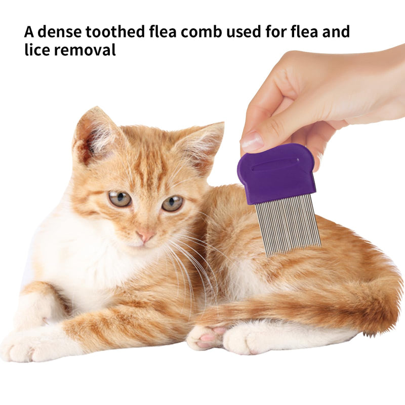 Tick flea comb for dogs 7pcs Metal flea brush for indoor Cats Lice combs for thick hair Pet tear stain comb Fine tooth comb Large and Small dog combs for grooming