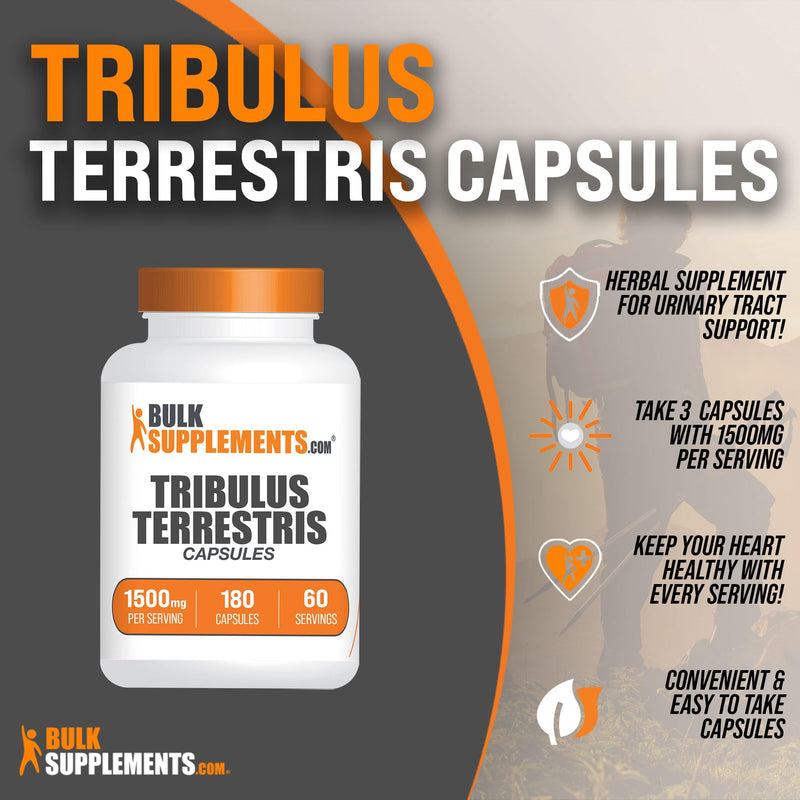 BulkSupplements.com Tribulus Terrestris Capsules - Tribulus Terrestris Supplements, Tribulus Terrestris for Men & Women, Tribulus Terrestris Extract - 3 Capsules per Serving (1500mg), 180 Capsules - BeesActive Australia