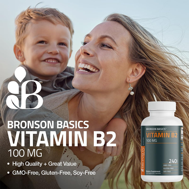 Bronson Vitamin B2 100mg Non-GMO, 120 Vegetarian Capsules 120 Count (Pack of 1)