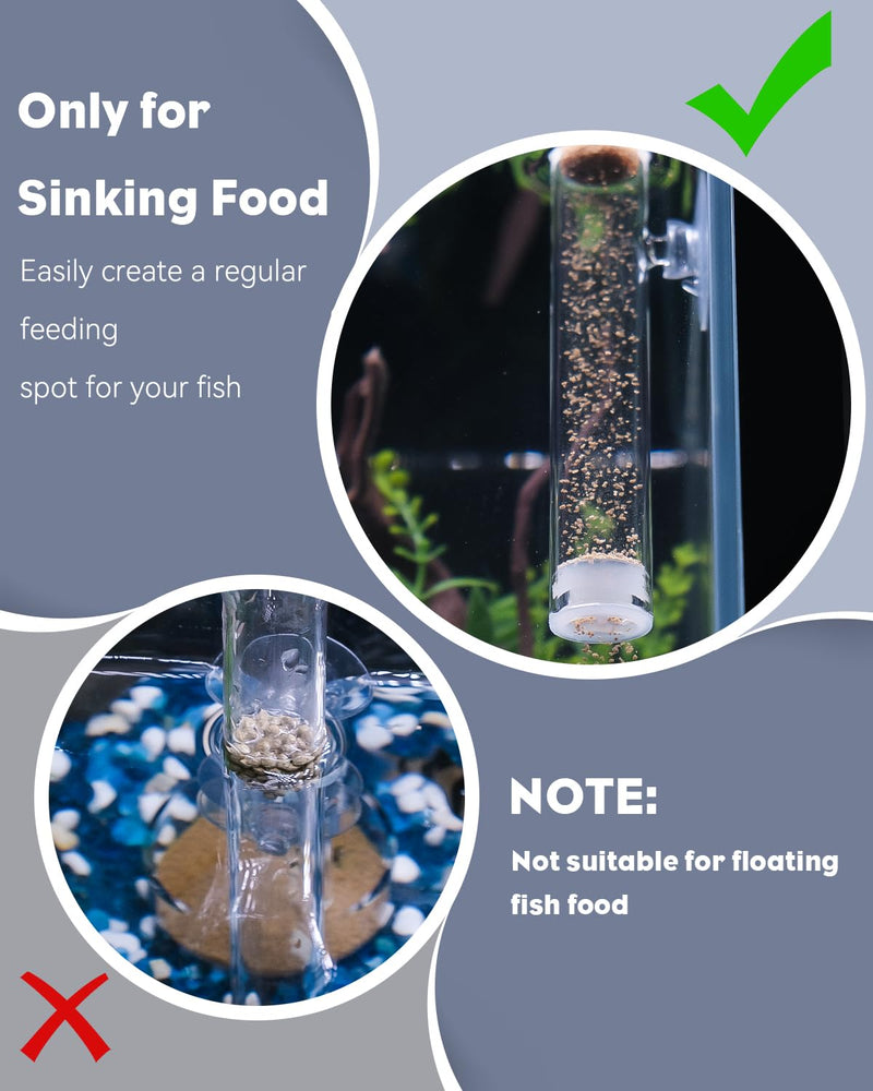 Pawfly Aquarium 8 Inches Fish Shrimp Feeding Dish Set Clear Glass Fish Feeding Tube Shrimp Tube with 2 Shrimp Feeding Dishes Feeding Bowls Fish Tank Feeding Supplies with 2 Suction Cups 8 Inches with 2 Feeding Dishes - BeesActive Australia