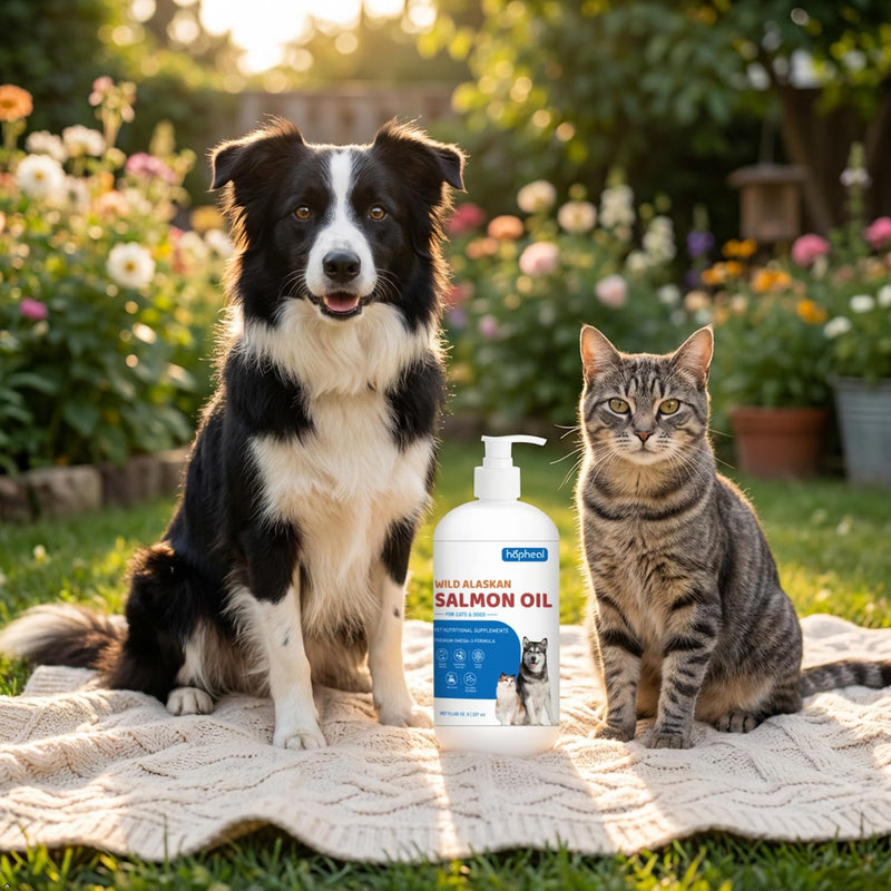Wild-Caught Salmon Oil for Dogs & Cats - Omega 3 EPA DHA,Fish Oil Liquid Supplement for Skin & Coat, Joint & Bone Health (8 FLOZ) 8 FLOZ