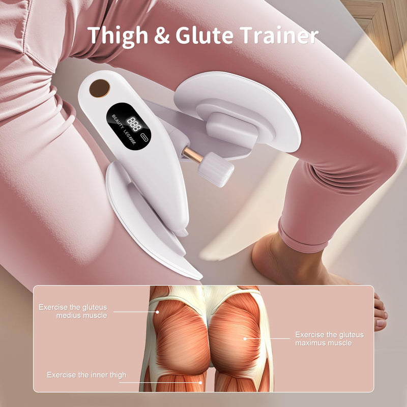 Thigh Trainer Kegel Exerciser 15-35lbs Adjustable Resistance, Pelvic Floor Trainer, Kegel Trainer for Postpartum Rehabilitation, Trimmer Inner Thigh, Thigh Toner Workout Pink