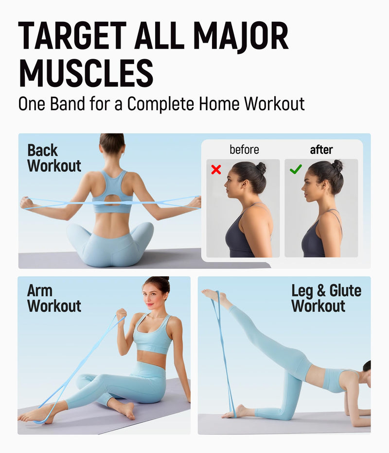 Upgraded Figure 8 Resistance Bands 2 Pack, High-Density Silicone Material - High Elasticity, No Odor, No Powder, 15LB 25LB 35LB for Arm Back Shoulder, Yoga, Home Workout, Pilates, Physical Therapy Purple (15LB) + Blue (25LB)