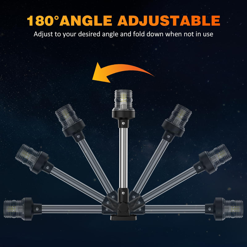 24 Inches Anchor Light Stern Lights for Boats LED Waterproof IP67, White Fold Down Rear Boat Navigation Lights, 3NM Visible Boat Running Light LED Marine for Pontoon, Bass Boats (12-24V) 24 Inches
