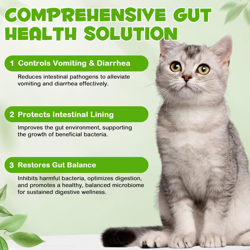 Cat Probiotic, Probiotics for Cats with Prebiotic and Enzymes, 3 in 1 Liquid Probiotic Drops for Cats, Cat Probiotics Supplement Help Digestive Support Gut Health 2 Pack