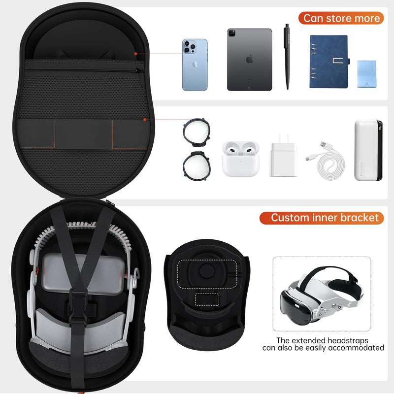 Carrying Case for Apple Vision Pro, Large Capacity Hard Storing Case for Apple Vision Pro Headset & Battery/Adapter/Cables, Portable & Ultra-Sleek Design Travel Case, Shockproof & Anti-Drop - BeesActive Australia