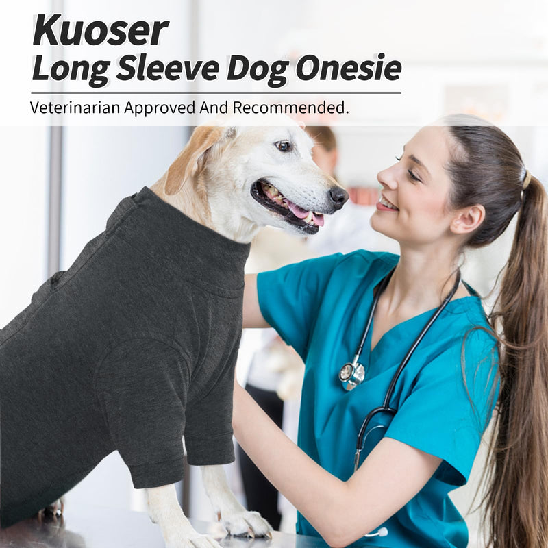Kuoser dog bodysuit after surgery, dog pajamas, dog pajamas for medium dogs, dog bodysuit after castration, surgery body dog, dog surgery bodysuit with leg dark gray M grey - BeesActive Australia