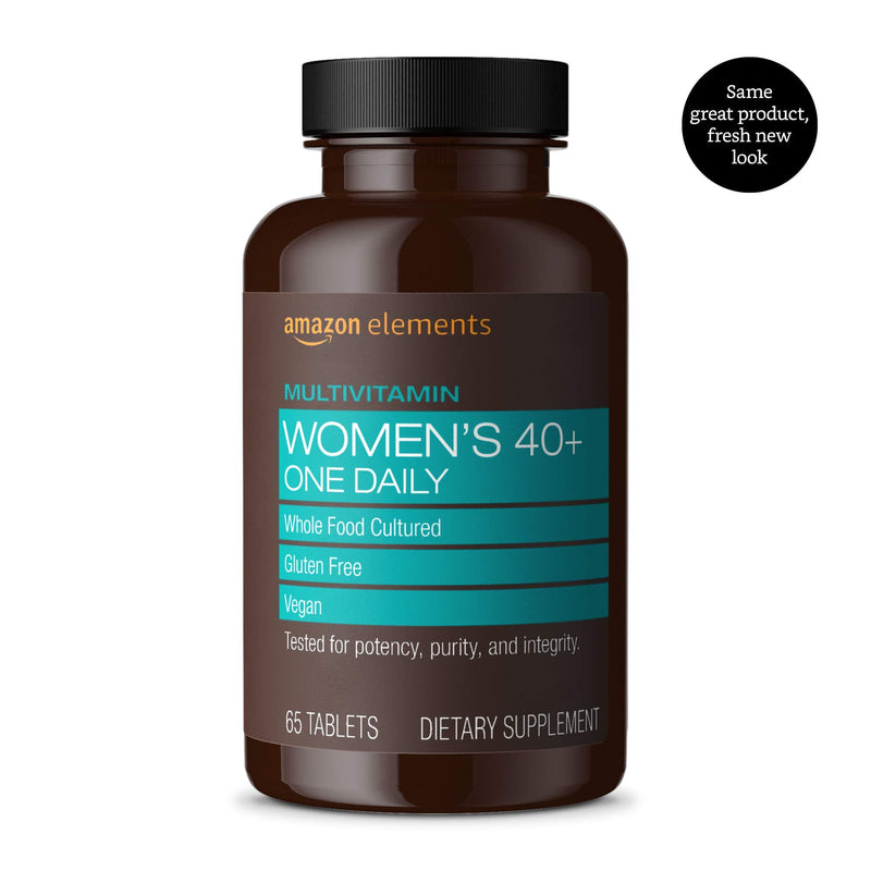 Amazon Elements Women‚ 40+ One Daily Multivitamin, 66% Whole Food Cultured, Vegan, 65 Tablets, 2 Month Supply (Packaging May Vary) (Pack of 2) 65 Count (Pack of 2)