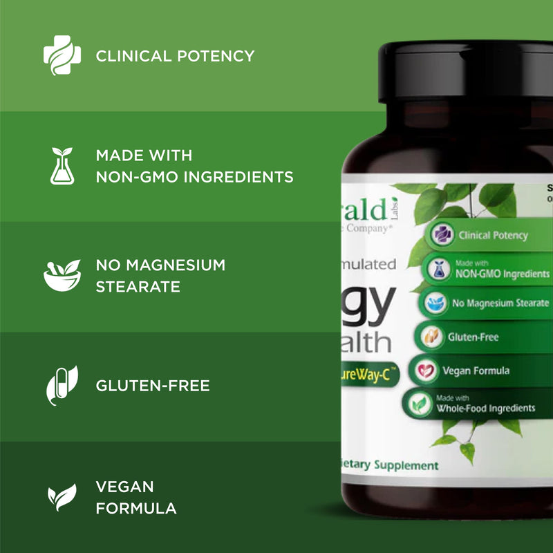 EMERALD LABS Allergy Health, 90 Capsules (30 Servings) | Non-Drowsy Allergy Support Supplement with Clinical Potency, For Pollen & Dander, Quercetin Phytosome & NAC, Non-GMO & Vegan