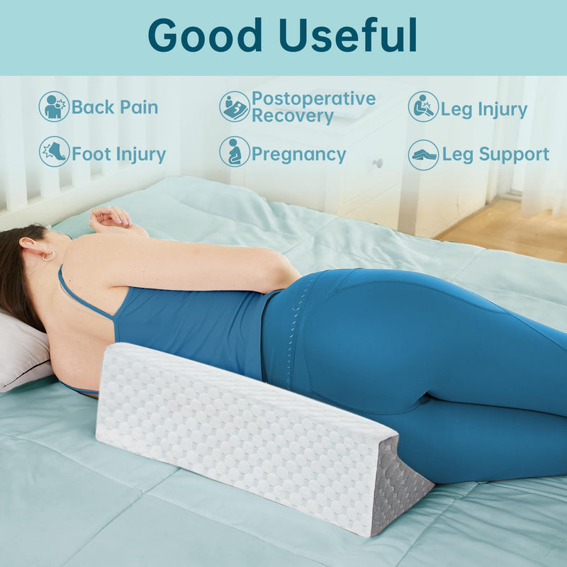 Side Wedge Pillow for Sleeping - Bed Wedge Pillow Body Positioner for Back Support, Suitable for Pregnancy/Postoperative Back Pain, Pillows for Side Sleeper White & Gray 20 Inch Length - BeesActive Australia