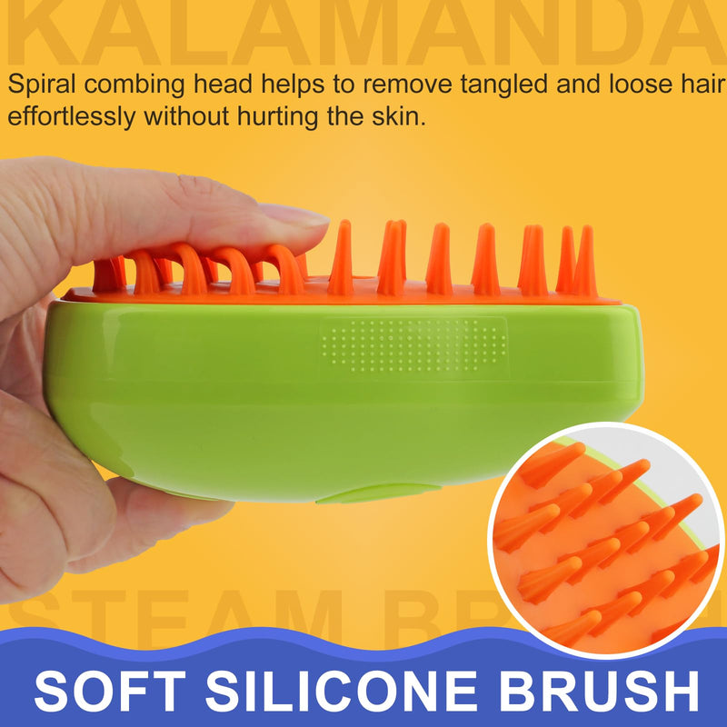 Cat Steam Brush, 3 in 1 Cat Steamy Brush Cleanser, Silicone Massage Grooming Brush, Pet Hair Cleaning Brush Comb for Cats Dogs(Mango Green) Mango Green - BeesActive Australia