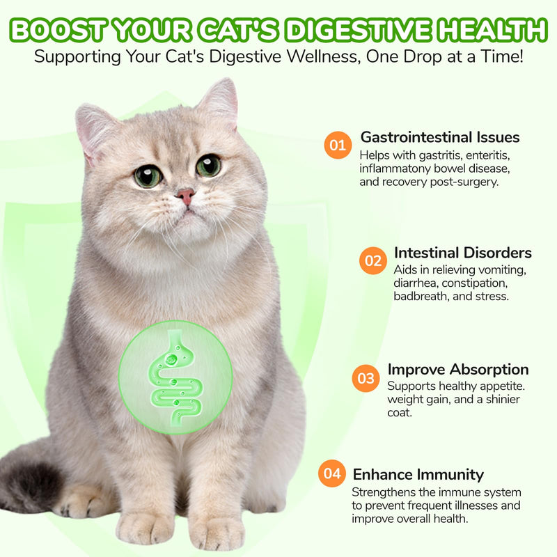 Constipation Relief for Cat Supplement - Promotes Regular Bowel Movement, Cat Laxative Constipation Relief, Improves Gut Health & Immunity with 6 Active Probiotics for Healthy Digestion - 120ml (2Pcs) 2Pcs Green