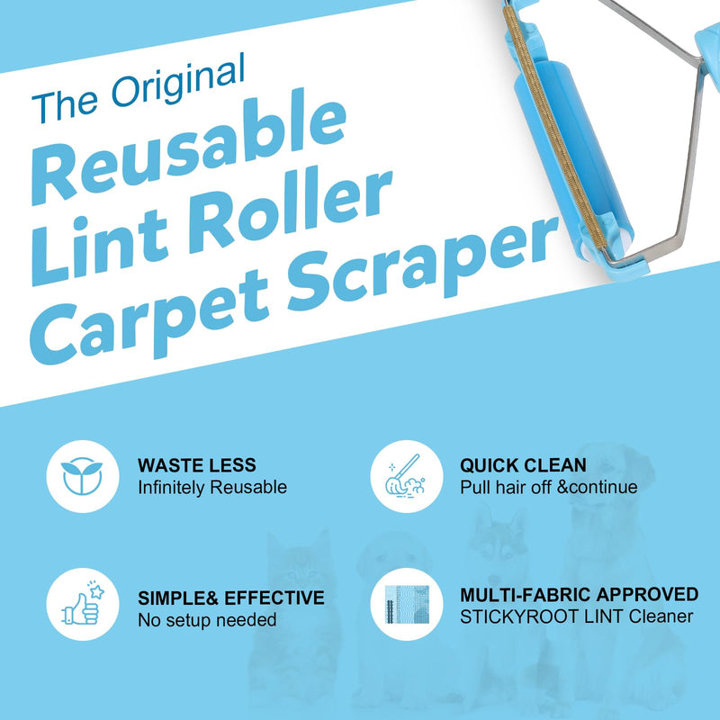 Reusable Lint Roller -Pet Hair Removal Tool and Carpet Rake Cat and Dog Hair Remover for Furniture, Couch, Carpet,Clothing and Bedding - Portable,Multi-Surface Fur Removal - BeesActive Australia